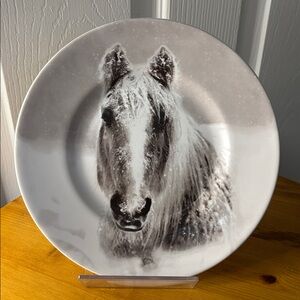 Pier 1 Snow Forest Winter Horse Porcelain Plate